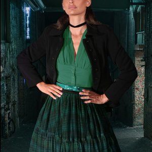 Kitten D'Amour - Green Classic Crepe Blouse